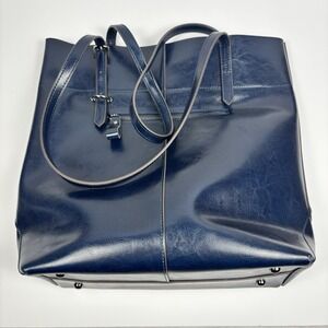 Kattee Women's Blue Colored Leather‎ Tote Handbag